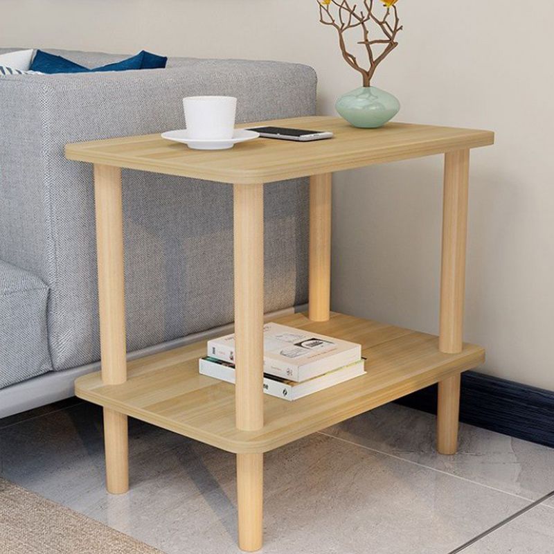 Cocktail Table Artificial Wood White/black/wood/red Square Coffee Table