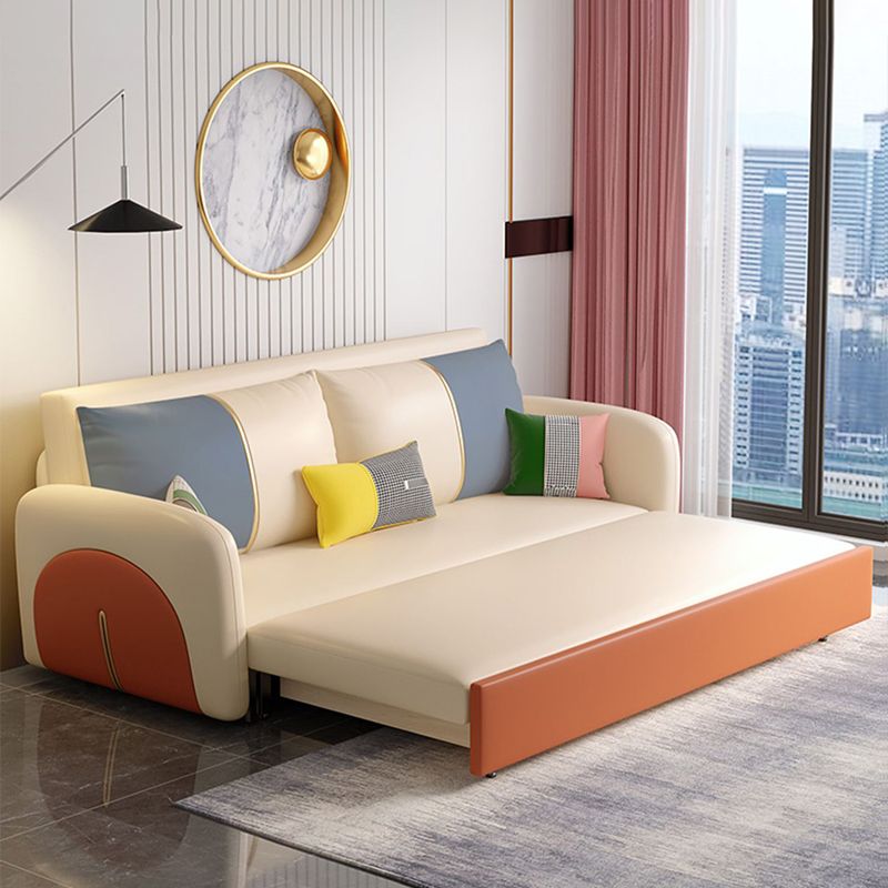 Faux lederen vierkante arm bank bed kleurbestendige converteerbare bank