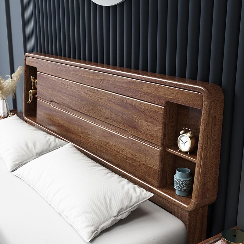 Scandinavian Solid Wood Storage with Headboard Panel Standard Bed