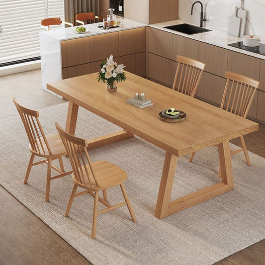 Modern Dining Set 1/3/4/5/6/7 Pcs Solid Wood Dining Table and Chairs in Natural
