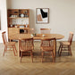 Mesa de comedor moderna de madera de fresno, mesa de madera ovalada con pedestal doble para restaurante