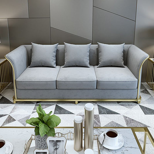 27,5 "H zeitgenössische Samt -Smoking -Armsofa mit Kissen für Wohnzimmer