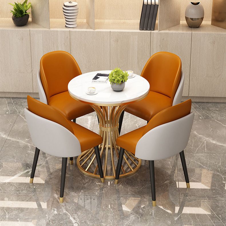 Silla de comedor de piel sintética, estilo Glam, juego de sillas sin brazos Parsons