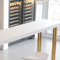 Glam Rectangle Indoor Bar Dining Table White Wood Bistro Table with Sled Pedestal Clearhalo 'Bar Furniture' 'Bar Tables' 'bar_tables' 'Furniture' 'furniture_bar_tables' 'Kitchen & Dining Furniture' 'kitchen&dining_furn' 'kitchen' 1200x1200_7e15f61d-0f0c-470e-a338-eddac6e085d7