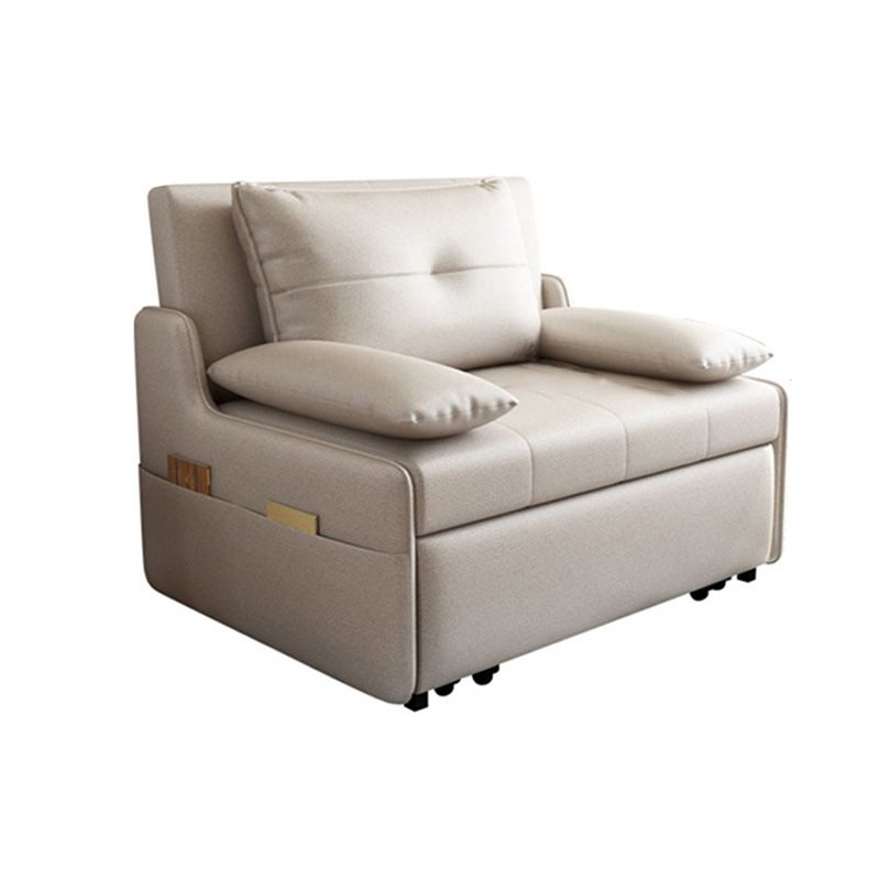 Divano dormiente in pelle glam con schiena trapuntata e scatola in metallo