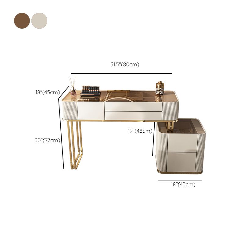 Tavolo da toeletta a specchio illuminato dimmabile con 5 cassetti in vetro/pietra vanità per trucco top