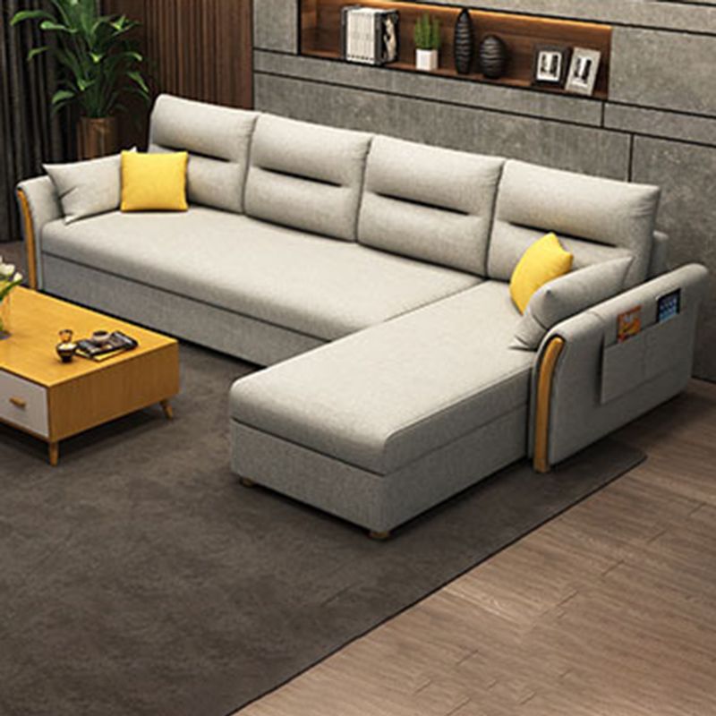 Modern Convertible Futon Sofa Bed 4-seater Settee Furniture with Bolster Pillows Clearhalo 'furn' 'furn_sectionals' 'Furniture' 'furniture_sectionals' 'kitchen' 'kitchen_sectionals' 'Living Room Furniture' 'Sectionals' 1200x1200_7e182f6a-1481-479e-b429-548372029cf6