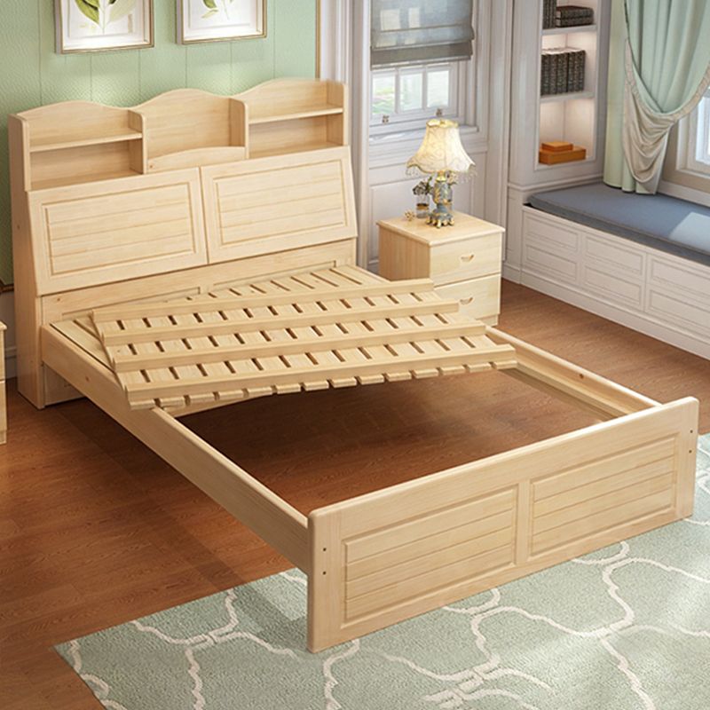 Modern Solid Wood Bed Frame Headboard Standard Bed with Storage Clearhalo 'Bedroom Furniture' 'Beds' 'furn' 'furn_beds' 'Furniture' 1200x1200_7e187e33-d836-4a0f-aae0-574872c30253