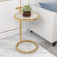 C Shape Base Side Table Luxurious Pedestal End Table with Metal Base