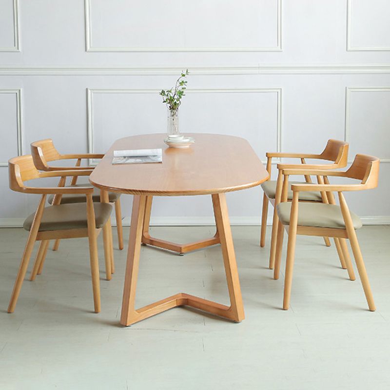 Modern Oval Pine Wood Dining Table Wood Base Home Dining Table Clearhalo 'Dining Tables & Seating' 'Dining Tables' 'dining_table' 'furn' 'furn_dining_table' 'Furniture' 'Kitchen & Dining Furniture' 1200x1200_7e1a273f-93b1-4739-b48f-874fd25453e6