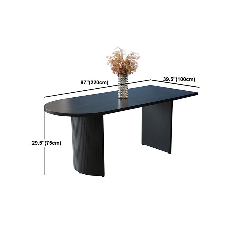 Free Form Double Pedestal Modern Dining Table Black Fixed Table of Wood Clearhalo 'Dining Tables & Seating' 'Dining Tables' 'dining_table' 'furn' 'furn_dining_table' 'Furniture' 'furniture_dining_table' 'Kitchen & Dining Furniture' 'kitchen' 'kitchen_dining_table' 1200x1200_7e1a940a-4921-4f14-b7ff-003b2c6b08d2