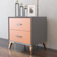 Rectangular Two Drawer Nightstand Modern Night Table with Metal Legs