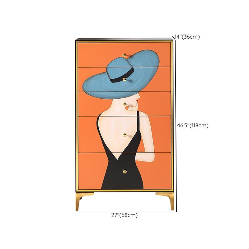 Classic Glam Vertical Lingerie Chest Wood Storage Chest with Drawers for Bedroom