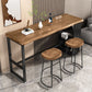 Brown Pine Wood 1/2/3 Pcs Bar Table Set with Wooden Stools for Home