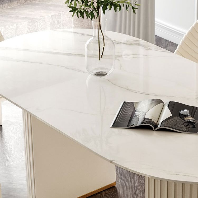 Minimalist Oval Shape White Dining Table Standard Sintered Stone Dining Table for Kitchen Clearhalo ' dining_table' 'Dining Tables & Seating' 'Dining Tables' 'furn' 'furn_dining_table' 'Furniture' 'furniture_dining_table' 'Kitchen & Dining Furniture' 'kitchen&dining_furn' 'kitchen' 'kitchen_dining_table' 1200x1200_7e1e6060-d9e0-4ead-ad9c-07ff6972c00b