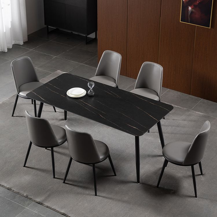 Modern 1/4/5/7 Pieces Rectangle Dinette Set with Sintered Stone Top Black Dining Table Set Clearhalo 'Dining Room Sets' 'Dining Tables & Seating' 'dining_room_set' 'furn' 'furn_dining_room_set' 'Furniture' 'furniture_dining_room_set' 'Kitchen & Dining Furniture' 1200x1200_7e1f5b6d-ca26-4fbc-82c1-db7f805f13b6