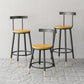 Modern Armless Backrest Counter Stool Iron Bar Stool with Wooden Seat and Pedal