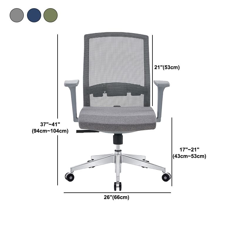 Silla de escritorio moderna con brazos fijos y ruedas Silla de oficina con respaldo medio