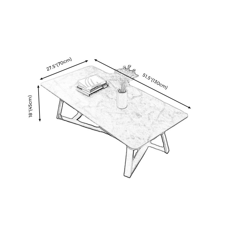 Trestle Marble Cocktail Table Contemporary Rectangular Coffee Table Clearhalo 'Coffee & Accent Tables' 'Coffee Tables' 'coffee_tables' 'furn' 'furn_coffee_tables' 'Furniture' 'Living Room Furniture' 1200x1200_7e24666a-e030-4333-b5c5-dc2cabd4a73c