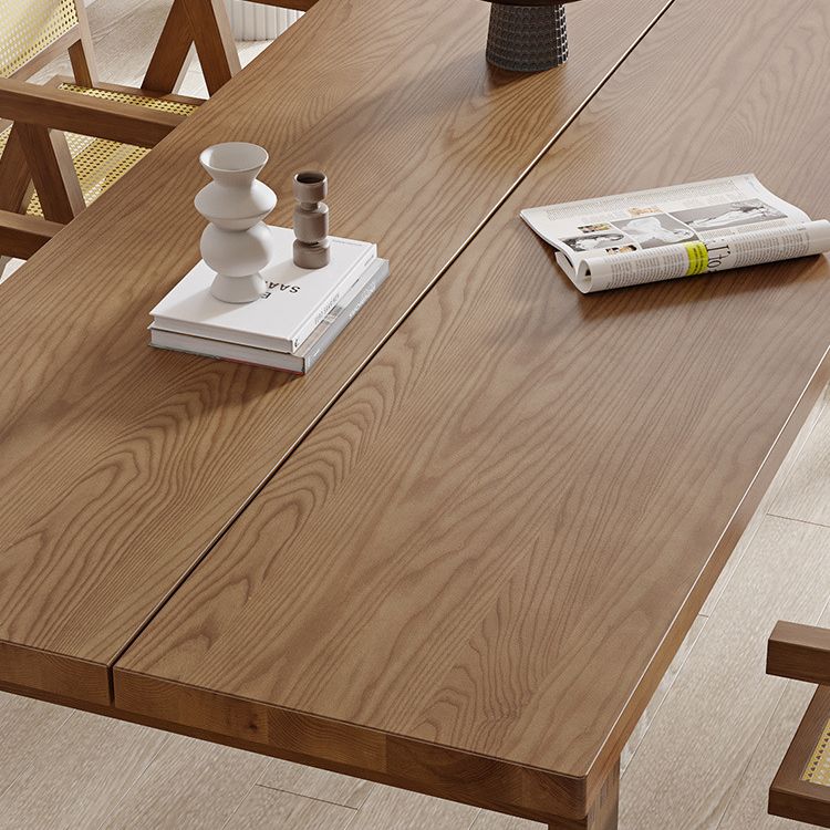 Tavolo da pranzo in legno in solido marrone mobili rettangolari moderni con doppia base di piedistallo