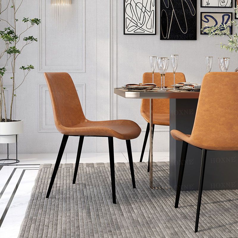 Industrial Design Faux Leather Side Chair Solid Back Chair for Home Clearhalo 'Dining Chairs' 'Dining Tables & Seating' 'dining_chair' 'furn' 'furn_dining_chair' 'Furniture' 'furniture_dining_chair' 'Kitchen & Dining Furniture' 1200x1200_7e27f14f-d81c-4851-9bab-f54cf0e5bb55