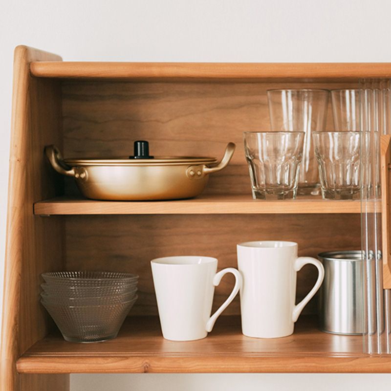 16.1"W Cherry Wood Sideboard Cabinet 4-drawer Natural Side Board with Sliding Door Clearhalo 'buffet_sideboard' 'Buffets & Sideboards' 'furn' 'furn_buffet_sideboard' 'Furniture' 'Kitchen & Dining Furniture' 1200x1200_7e2a7964-a044-420f-be49-7c7e52b09c44