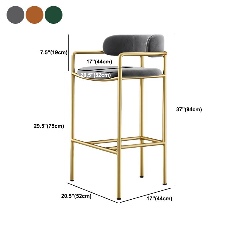 Glam Counter Height Stool Armed Upholstered Bar Stools with Metal Base Clearhalo 'Bar Furniture' 'Bar Stools' 'bar_stools' 'furn' 'furn_bar_stools' 'Furniture' 'Kitchen & Dining Furniture' 1200x1200_7e2bcbf6-2466-489b-84fe-72b4020c1127