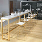 Wood Bar Dining Table Glam Rectangle Bar Table with Trestle Pedestal for Cafe Clearhalo 'Bar Furniture' 'Bar Tables' 'bar_tables' 'furn' 'furn_bar_tables' 'Furniture' 'Kitchen & Dining Furniture' 1200x1200_7e2c1eb1-09d9-42e4-84c0-2cc68c00897a