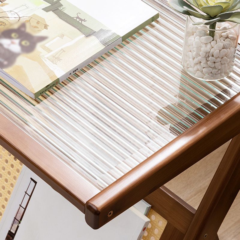 Asian Style Accent Side Table Wood and Glass with Storage and Shelf Corner Table Clearhalo 'Coffee & Accent Tables' 'End & Side Tables' 'end_side_tables' 'furn' 'furn_end_side_tables' 'Furniture' 'Living Room Furniture' 1200x1200_7e2d0a7f-3a2b-45f8-a149-73424c56e649