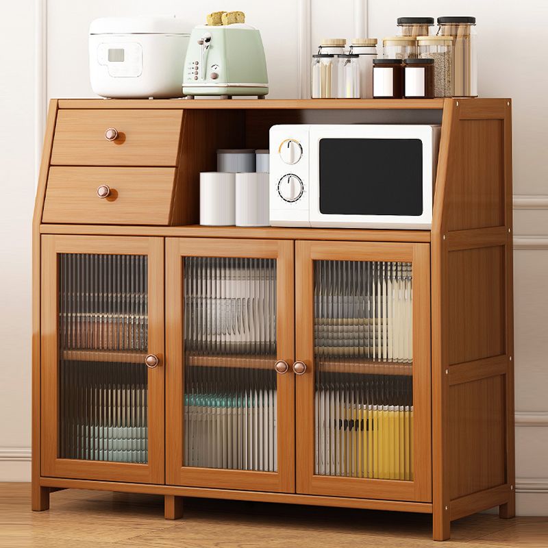 Server da pranzo moderno cucina in bambù marrone con 2 ripiani