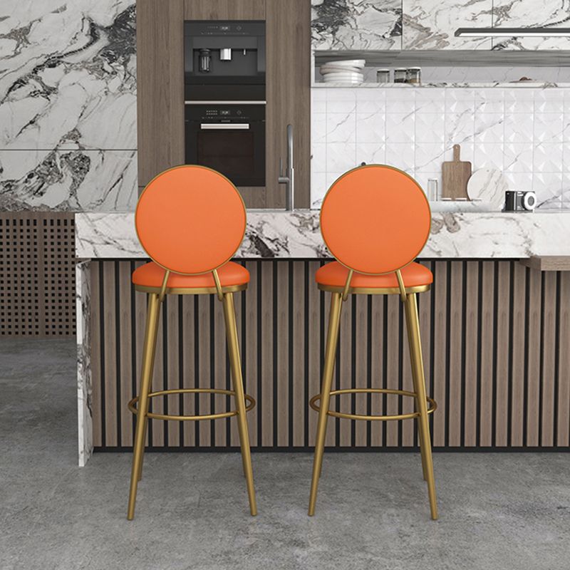 Glam Round Stool Armless Leather Bar Stool With Low Back And Metal Legs Clearhalo 'Bar Furniture' 'Bar Stools' 'bar_stools' 'furn' 'furn_bar_stools' 'furniture_bar_stools' 'Kitchen & Dining Furniture' 'kitchen&dining_furn' 'kitchen' 'kitchen_furn' Furniture' 1200x1200_7e307dff-b71d-497b-8d29-e4a3cee7d508