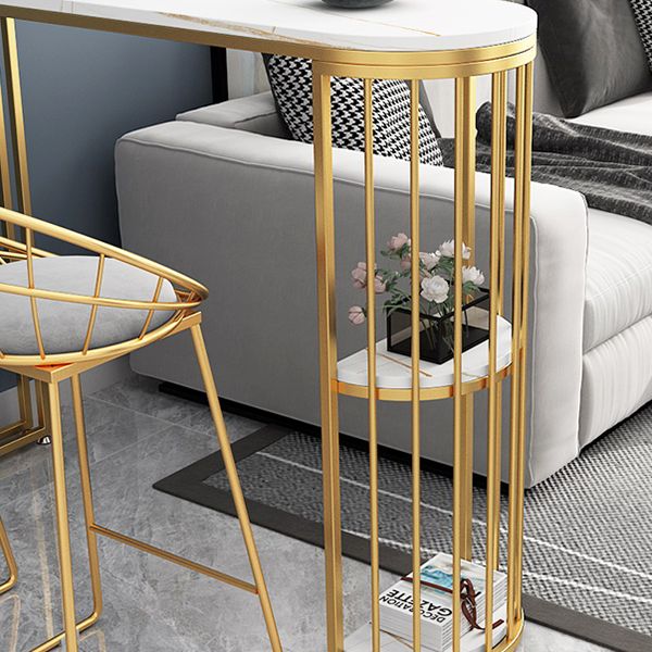 Tavolo da bar in stile glam in pietra doppia piedistallo tavolo da vino con deposito