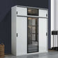 Contemporary Wardrobe Closet Wood and Glass Wardrobe Armoire