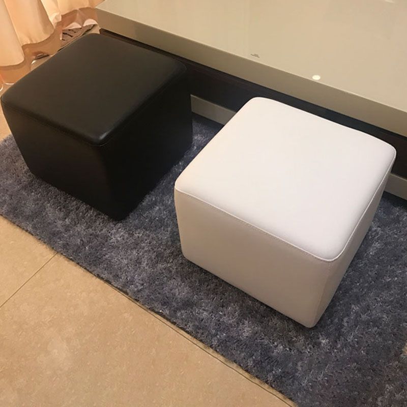 Modern Square Footstools Genuine Leather Foot Stool , 15.6 Inch Width Clearhalo 'furn' 'furn_ottomans_poufs' 'Furniture' 'Living Room Furniture' 'Ottomans & Poufs' 'ottomans_poufs' 1200x1200_7e342787-4a46-426c-bea9-72a8f95da3a0