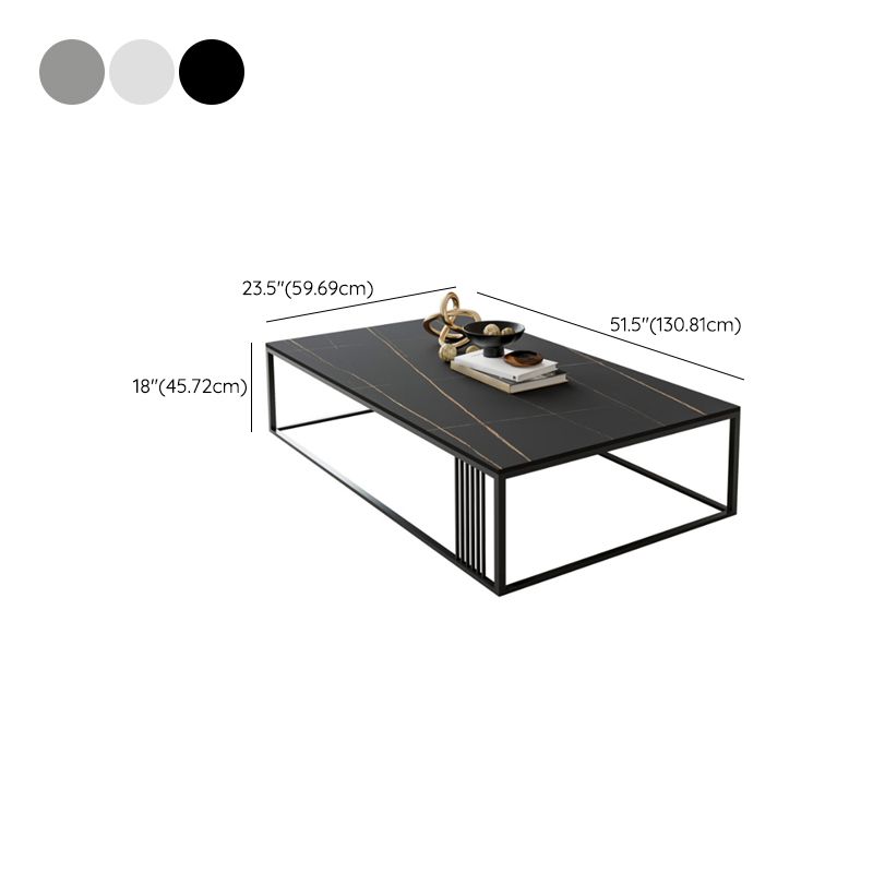 Contemporary 17.7" H Coffee Table Rectangular Stone Top Simple Cocktail Table Clearhalo 'Coffee & Accent Tables' 'Coffee Tables' 'coffee_tables' 'furn' 'furn_coffee_tables' 'Furniture' 'Living Room Furniture' 1200x1200_7e352e5b-3b15-45a8-ab88-447f71f7d4b8