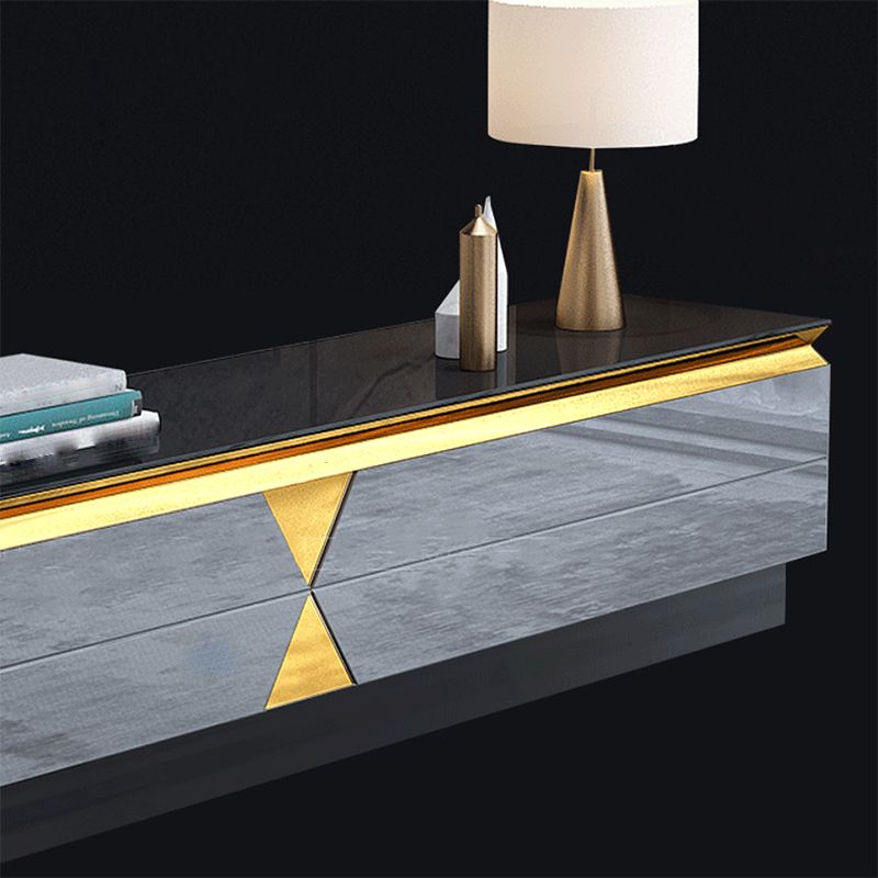 Glass Enclosed Storage TV Console Luxury TV Cabinet with Glide Drawers Clearhalo 'furn' 'furn_tv_stands_entertainment_centers' 'Furniture' 'Living Room Furniture' 'TV Stands & Entertainment Centers' 'TV Stands & Media Storage Furniture' 'tv_stands_entertainment_centers' 1200x1200_7e385414-38ec-478a-9887-54c53f419731