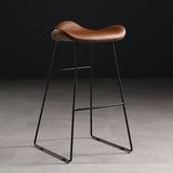 Contemporary Armless Backless Counter Stool Iron Bar Stool with Footrest