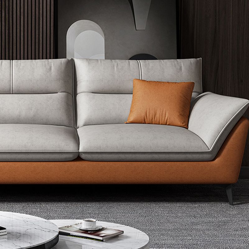 Faux Leather 34.64 " H Flared Arm Sofa & Chaise for Living Room Clearhalo 'furn' 'furn_sectionals' 'Furniture' 'Living Room Furniture' 'Sectionals' 1200x1200_7e3cedc5-54e0-4834-83f0-5ac13ac05944