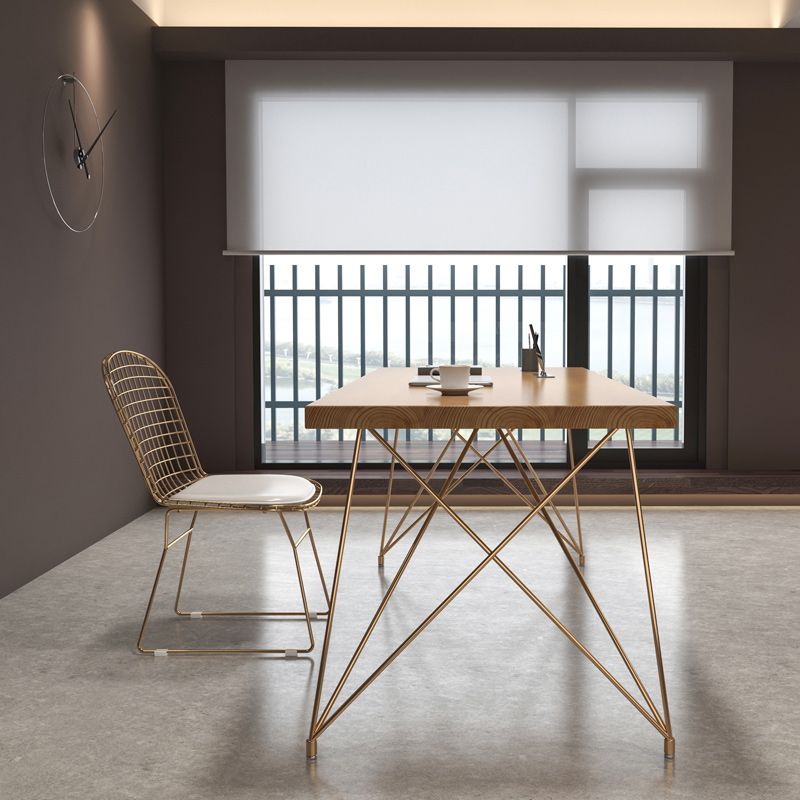 Solid Wood Rectangular Office Desk 29.53-inch Tall Writing Desk with Hairpin Base