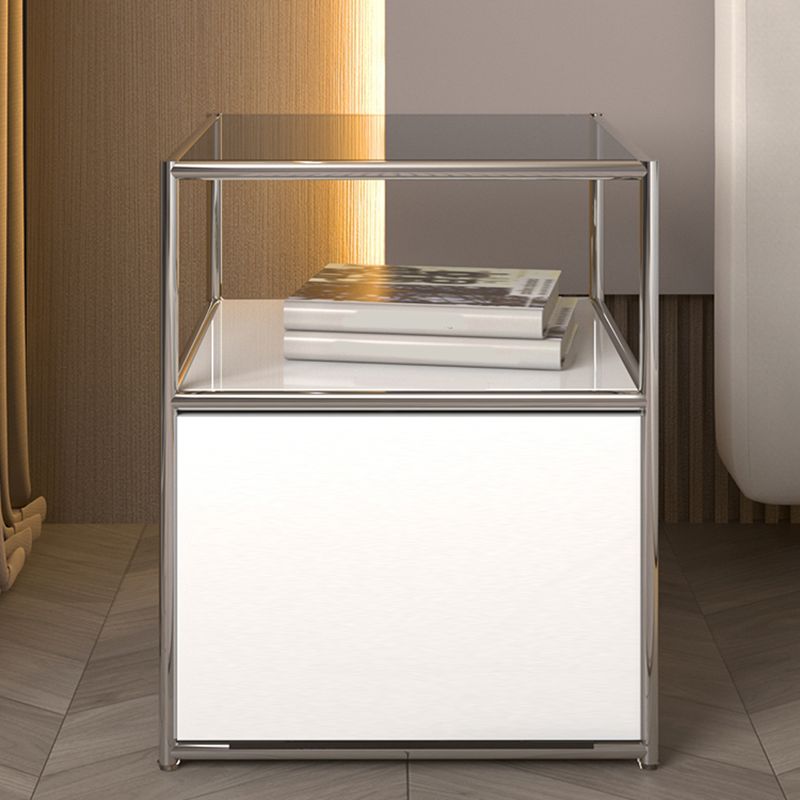 19.7" Tall Stainless Steel Side Table Rectangular End Table with Storage Clearhalo 'Coffee & Accent Tables' 'End & Side Tables' 'end_side_tables' 'furn' 'furn_end_side_tables' 'Furniture' 'Living Room Furniture' 1200x1200_7e3d5fc0-c061-4f35-9920-0171c670f964