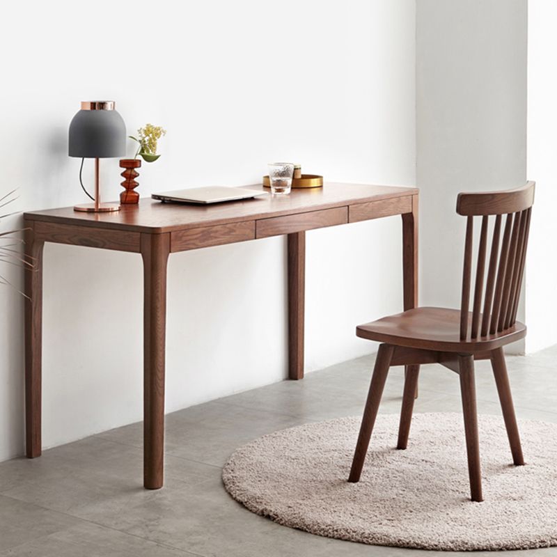 Bruin eiken slaapkamer bureau een enkele lade Parsons Base Writing Desk