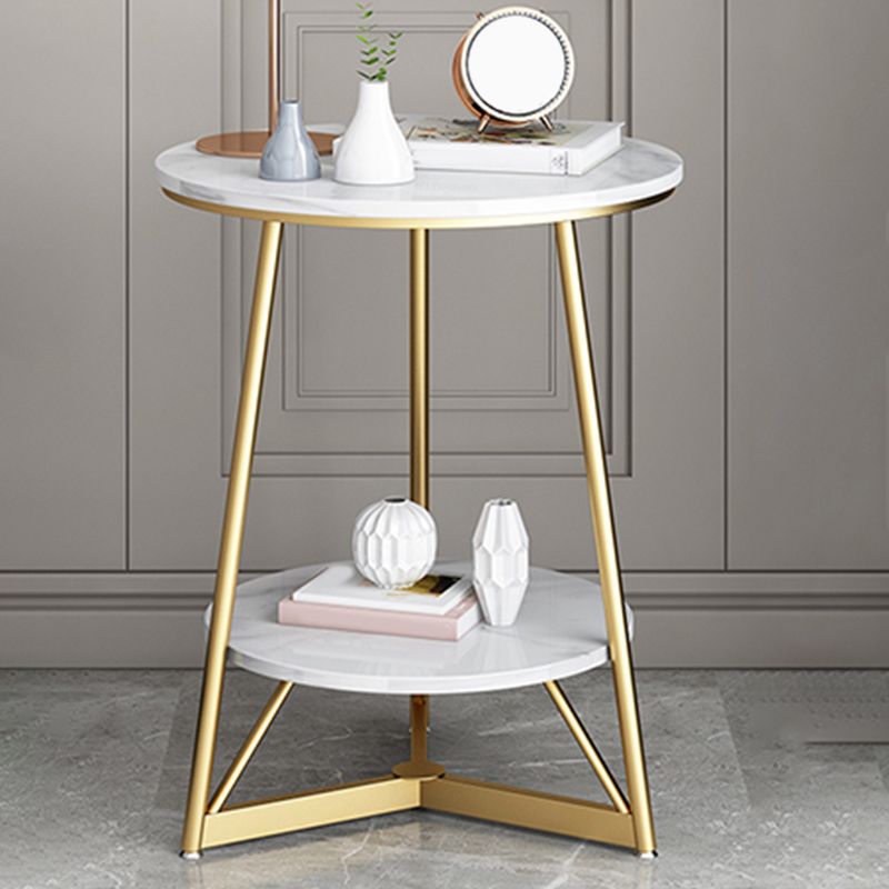 23.6" Tall Modern Round Slate Top Side Table Metal Cross-leg End Table with Shelf Clearhalo 'Coffee & Accent Tables' 'End & Side Tables' 'end_side_tables' 'furn' 'furn_end_side_tables' 'Furniture' 'Living Room Furniture' 1200x1200_7e42715a-a904-42f3-8586-41e1df65ed3b