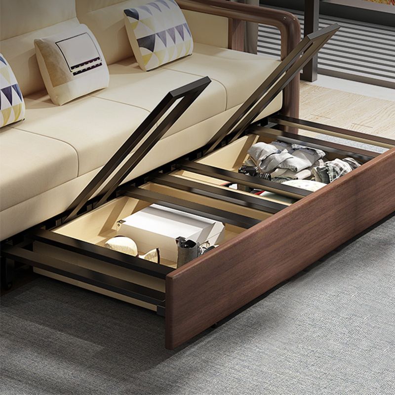 Modernism Brown Fabric Sofa Bed Solid Wood Sofa with Storage Clearhalo 'furn' 'furn_sofas' 'Furniture' 'Living Room Furniture' 'Sofa' 'sofas' 1200x1200_7e436631-fb1a-485a-aa7d-f08260b981d1