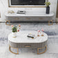 Meuble TV scandinave imitation marbre, console TV de rangement fermée avec tiroirs