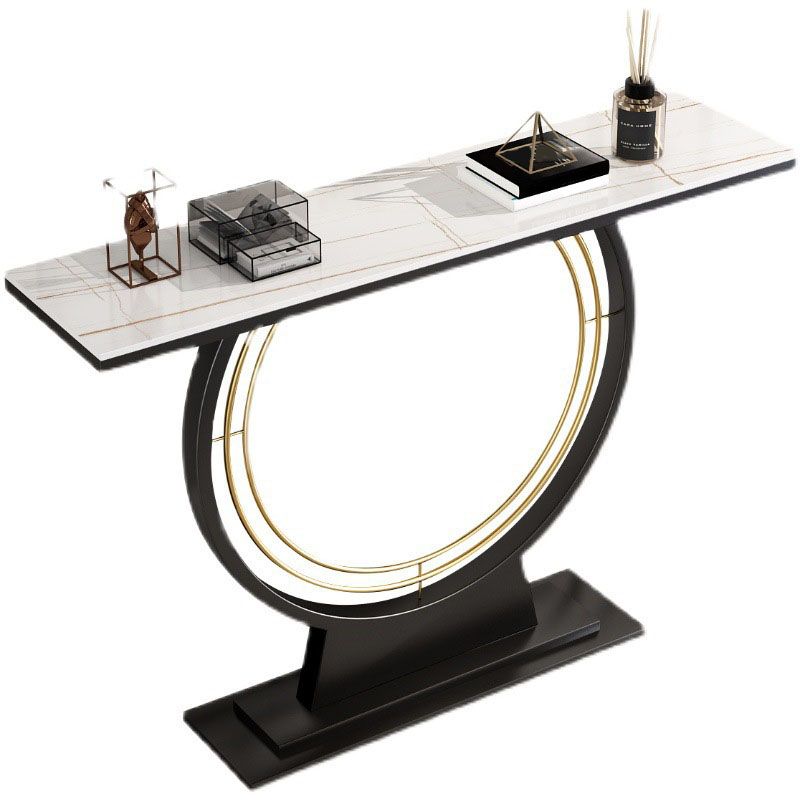 Modern Metal Console Sofa Table Rectangle Stone Console Accent Table for Hall Clearhalo 'Console Tables' 'console_tables' 'Entry & Mudroom Furniture' 'furn' 'furn_console_tables' 'Furniture' 1200x1200_7e442c41-d60d-49b3-8406-21fecc8e8886
