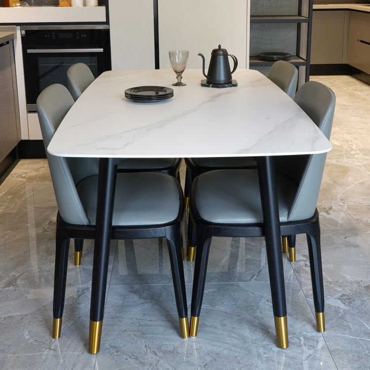 Rectangle Mid-Century Dining Table Sintered Stone Fixed Table for Restaurant Clearhalo ' dining_table' 'Dining Tables & Seating' 'Dining Tables' 'furn' 'furn_dining_table' 'Furniture' 'furniture_dining_table' 'Kitchen & Dining Furniture' 'kitchen&dining_furn' 'kitchen' 'kitchen_dining_table' 1200x1200_7e44f84e-951d-45da-893a-6c2a529c3f69