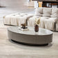 Glam 13.7" H Oval Slate Coffee Table Iron Drum Cocktail Table with Drawer Clearhalo 'Coffee & Accent Tables' 'Coffee Tables' 'coffee_tables' 'furn' 'furn_coffee_tables' 'Furniture' 'Living Room Furniture' 1200x1200_7e4513e3-fd7a-4641-bd23-f6b37a35c2e9