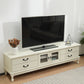 Traditioneel massief houten tv-meubel, 19,7 inch H tv-console met 4 lades en kast