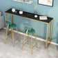 Mesa de bar rectangular de piedra sinterizada, mesa de bar con base dorada y metálica para cocina y sala de estar