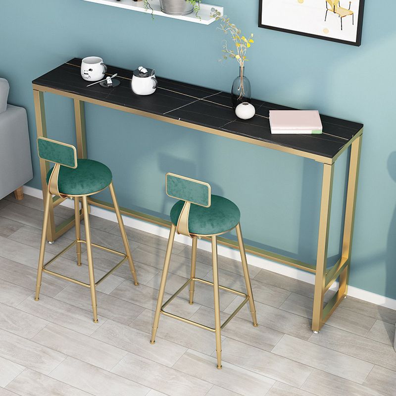 Mesa de bar rectangular de piedra sinterizada, mesa de bar con base dorada y metálica para cocina y sala de estar